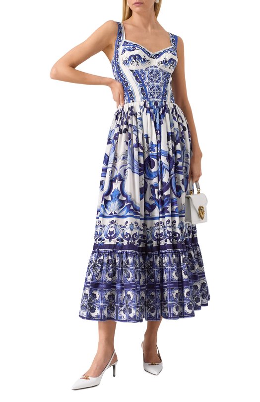 Хлопковое платье Dolce & Gabbana F6AEIT/HH5A1 Синий  F6AEIT/HH5A1 Фото 2