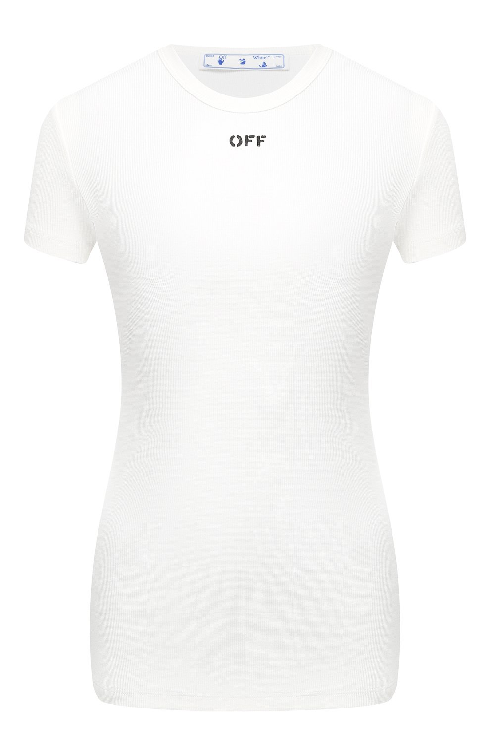 Хлопковая футболка OFF-WHITE белого цвета по цене 43950 руб., арт. 0WAA065E20JER0010110, фото 1 Хлопковая футболка OFF-WHITE, арт. 0WAA065E20JER0010110, фото 1