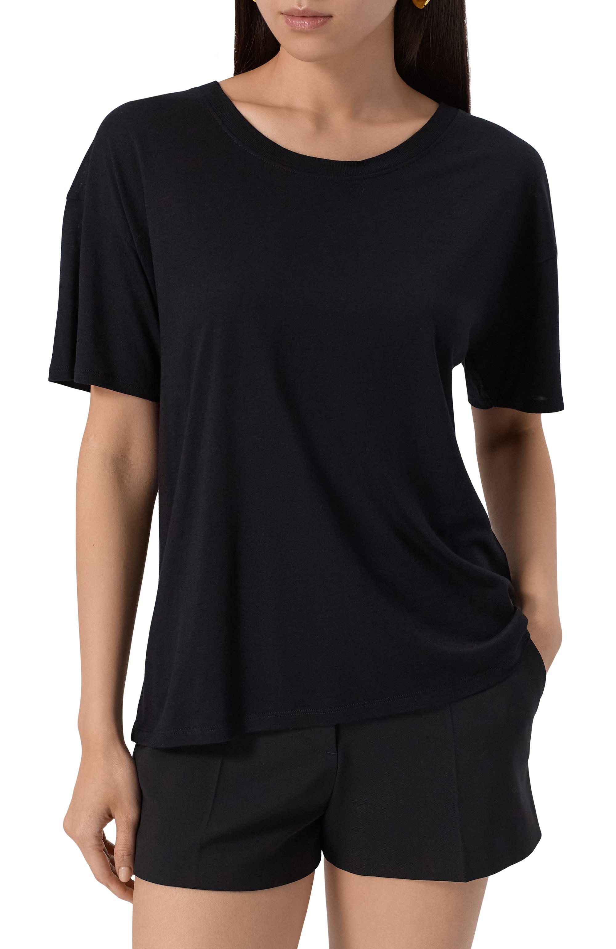 Футболка из вискозы и шерсти LOULOU DE SAISON черного цвета по цене 12250 руб., арт. EZRA, фото 3 Футболка из вискозы и шерсти LOULOU DE SAISON, арт. EZRA, фото 3