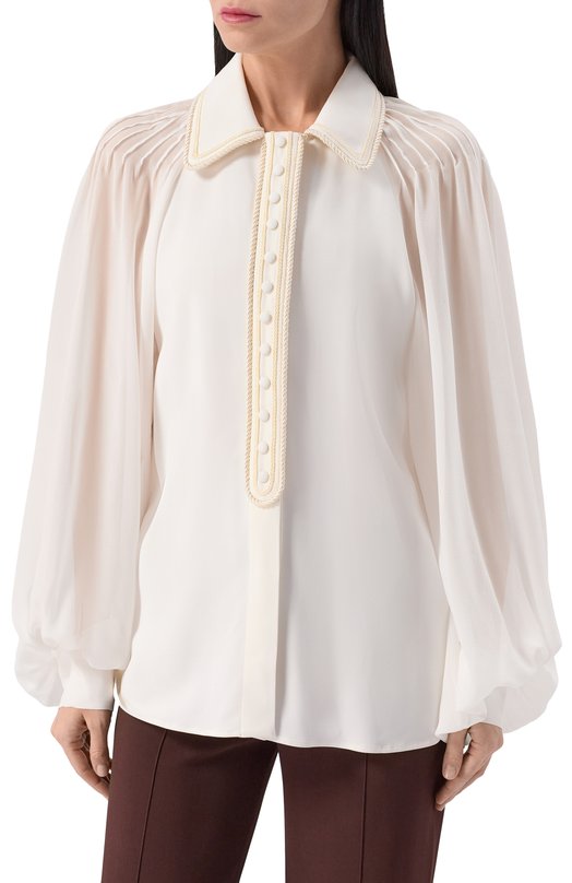 Блузка из вискозы и шелка Elie Saab SH132EF25CD020 Кремовый  SH132EF25CD020 Фото 3
