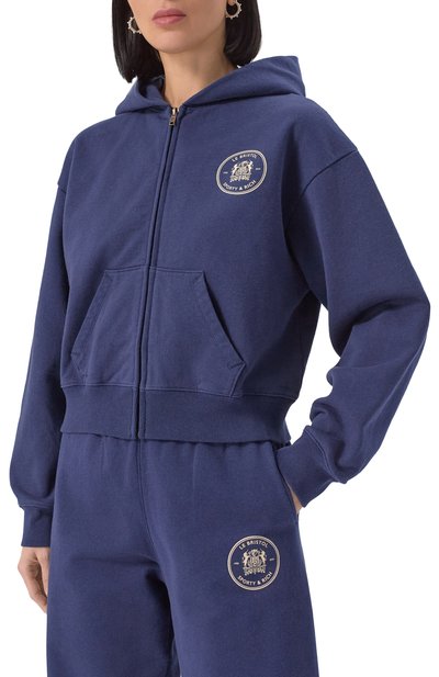Хлопковая толстовка sporty & rich x le bristol paris SPORTY AND RICH синего цвета по цене 26100 руб., арт. ST068517618BL32, фото 3 Хлопковая толстовка sporty & rich x le bristol paris SPORTY AND RICH, арт. ST068517618BL32, фото 3