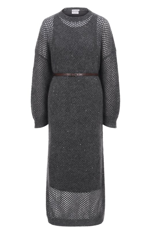 Платье из шерсти и хлопка Brunello Cucinelli MPS732A90P Серый MPS732A90P