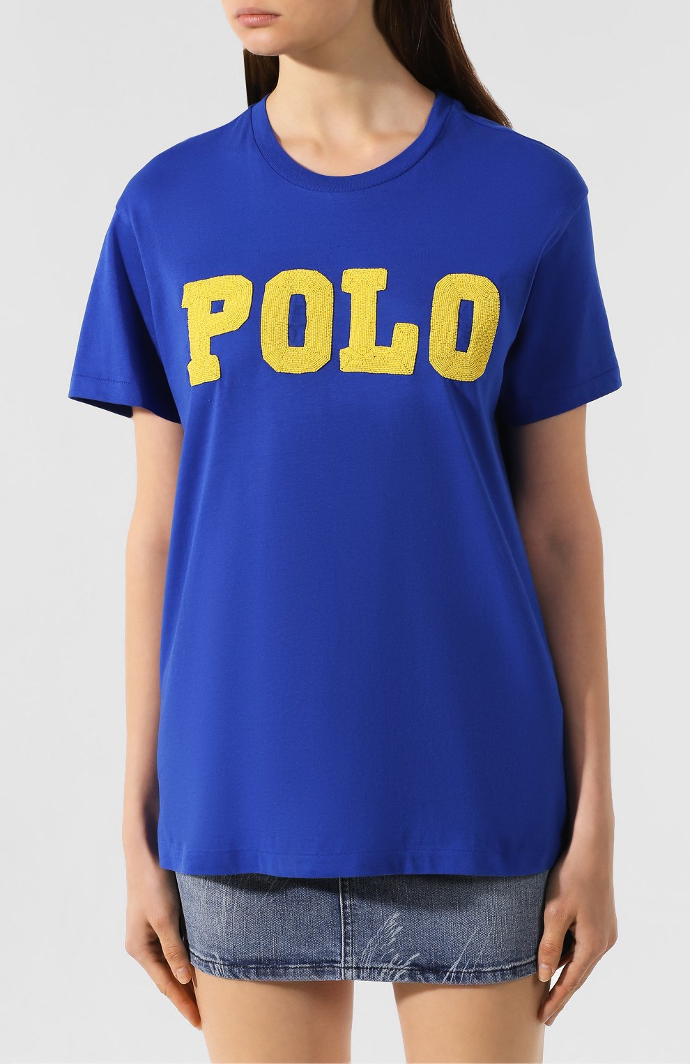 Хлопковая футболка POLO RALPH LAUREN синего цвета по цене 17800 руб., арт. 211763498, фото 3 Хлопковая футболка POLO RALPH LAUREN, арт. 211763498, фото 3