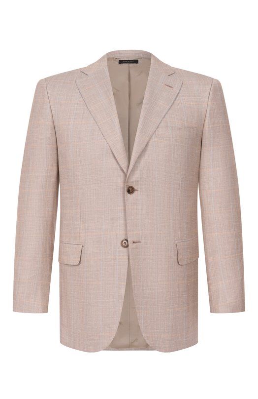 Пиджак из шерсти и шелка Brioni RG0D0Z/PDA51 Бежевый RG0D0Z/PDA51