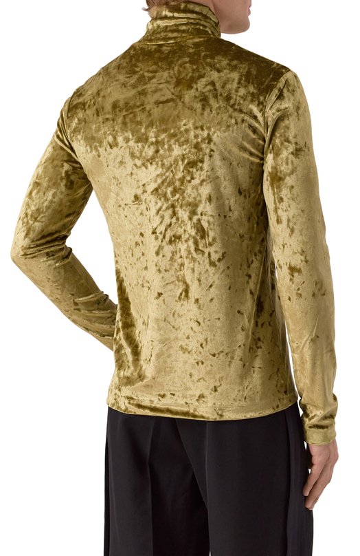 Бархатная водолазка Dries Van Noten 021128-2329-607 Хаки  021128-2329-607 Фото 4