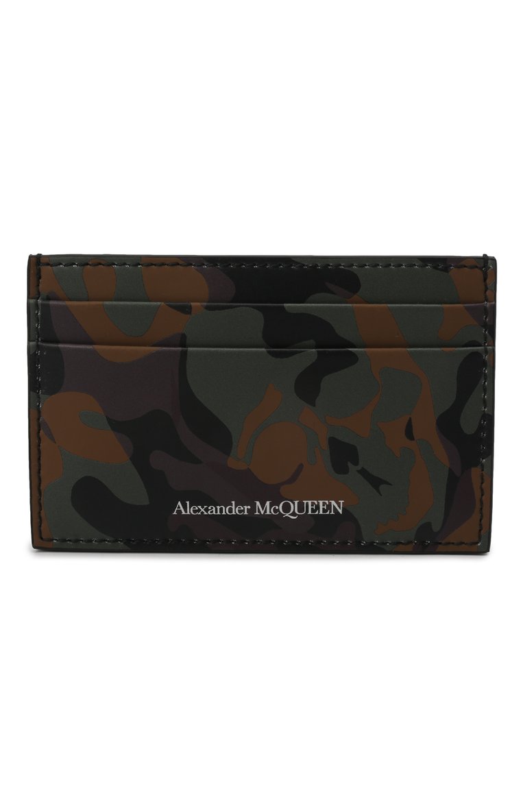 Мужской кожаный футляр для кредитных карт ALEXANDER MCQUEEN хаки цвета, арт. 602144/1AAEN | Фото 1 (Материал: Натуральная кожа; Нос: Не проставлено)