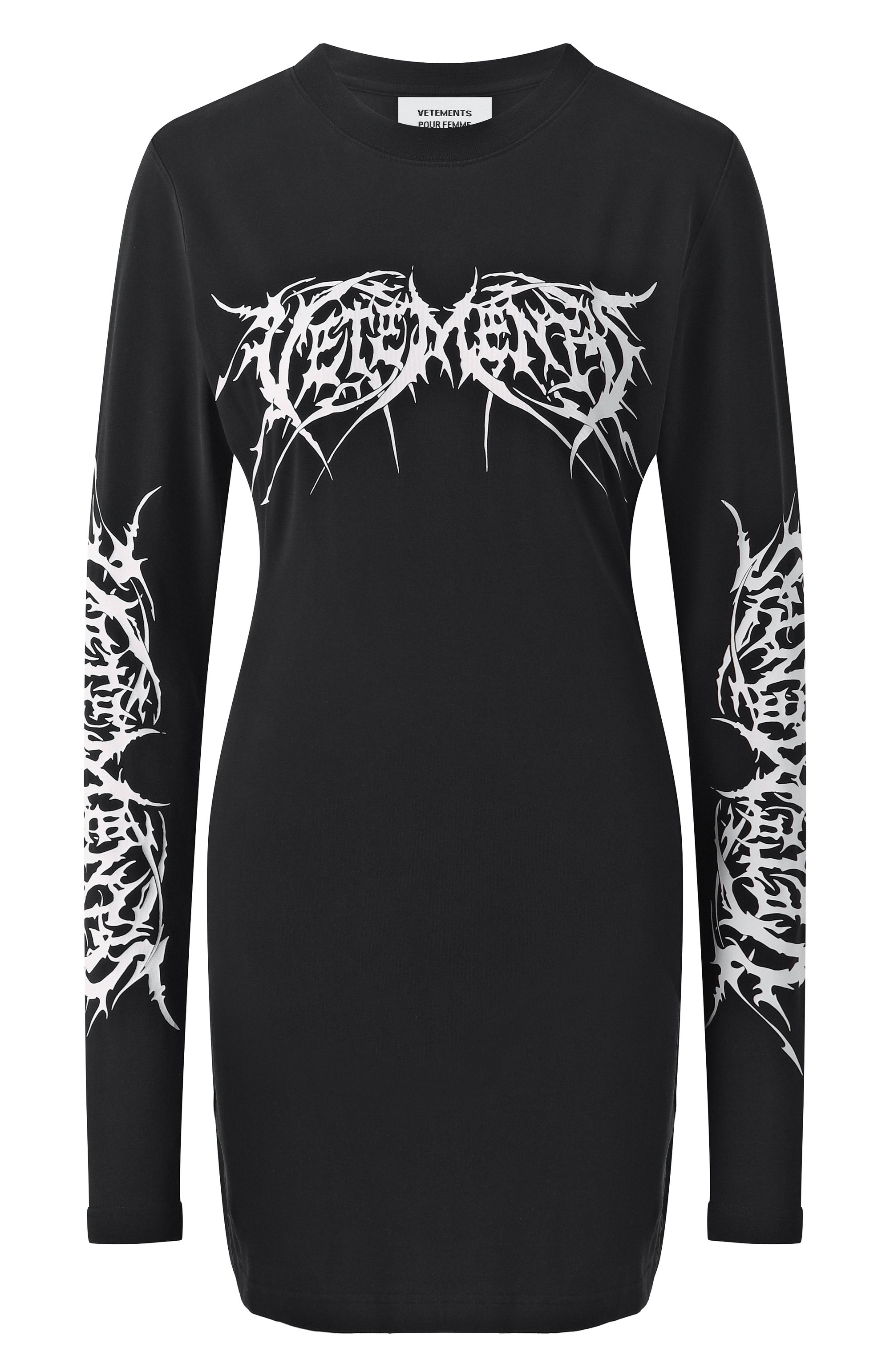 Хлопковое платье VETEMENTS черного цвета по цене 99500 руб., арт. WA66DR630BW, фото 1 Хлопковое платье VETEMENTS, арт. WA66DR630BW, фото 1