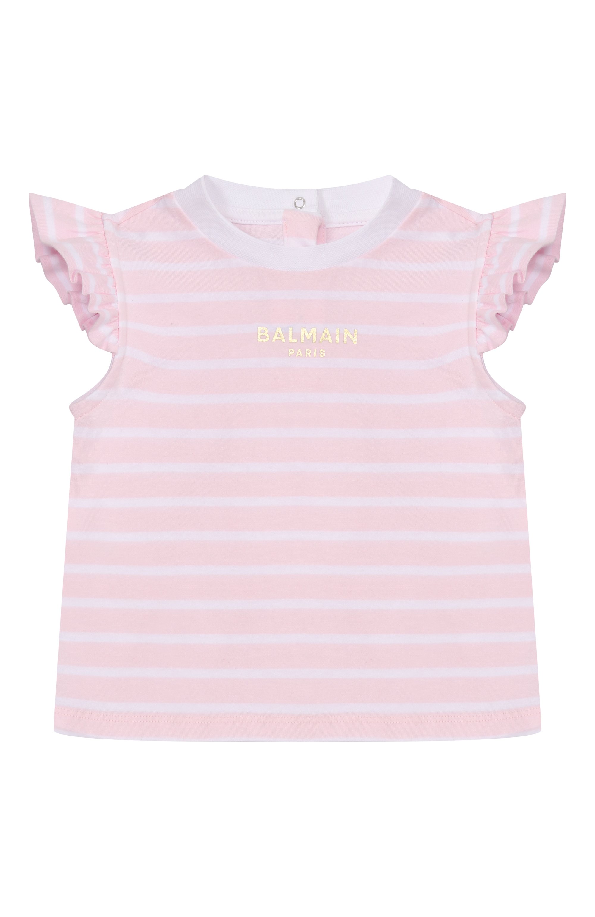 Хлопковая футболка BALMAIN светло-розового цвета по цене 17950 руб., арт. BY8011, фото 1 Хлопковая футболка BALMAIN, арт. BY8011, фото 1