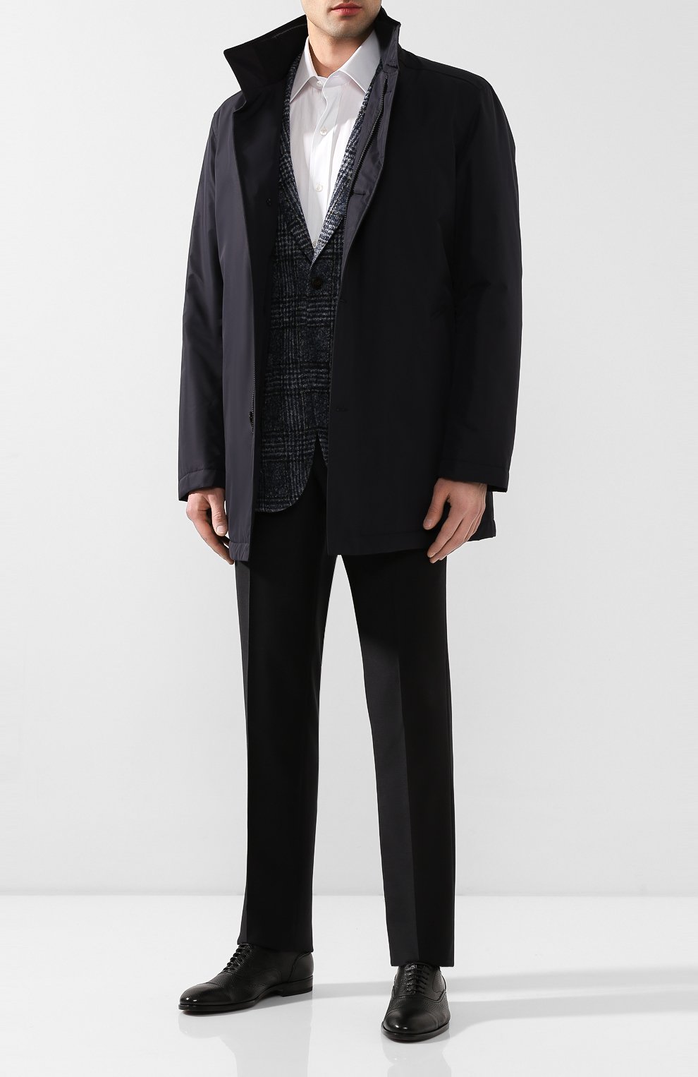 Плащ BOSS темно-синего цвета по цене 46950 руб., арт. 50419062, фото 2 Плащ BOSS, арт. 50419062, фото 2