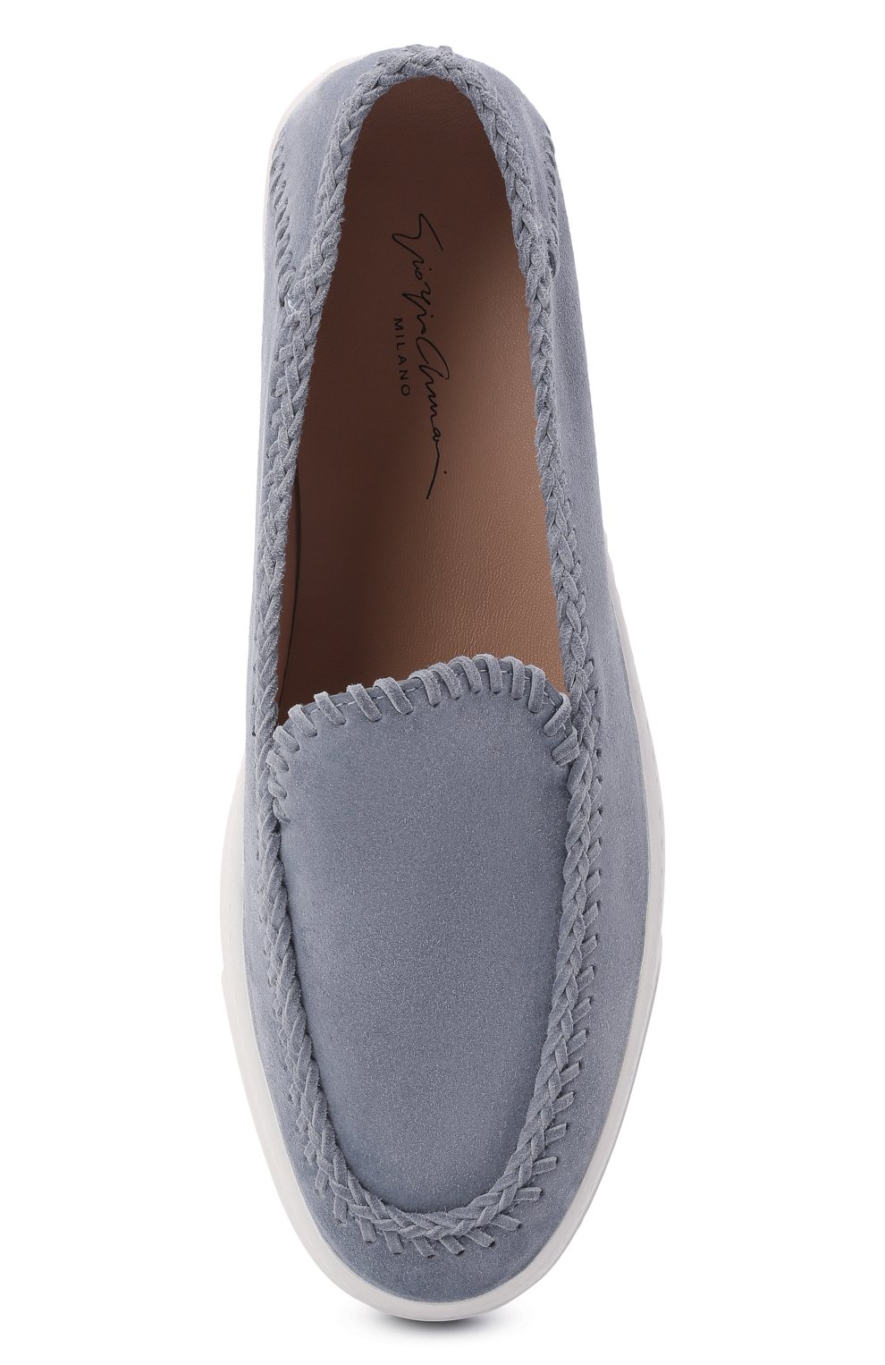 Замшевые слипоны GIORGIO ARMANI голубого цвета по цене 92600 руб., арт. X1Y004/XF462, фото 6 Замшевые слипоны GIORGIO ARMANI, арт. X1Y004/XF462, фото 6