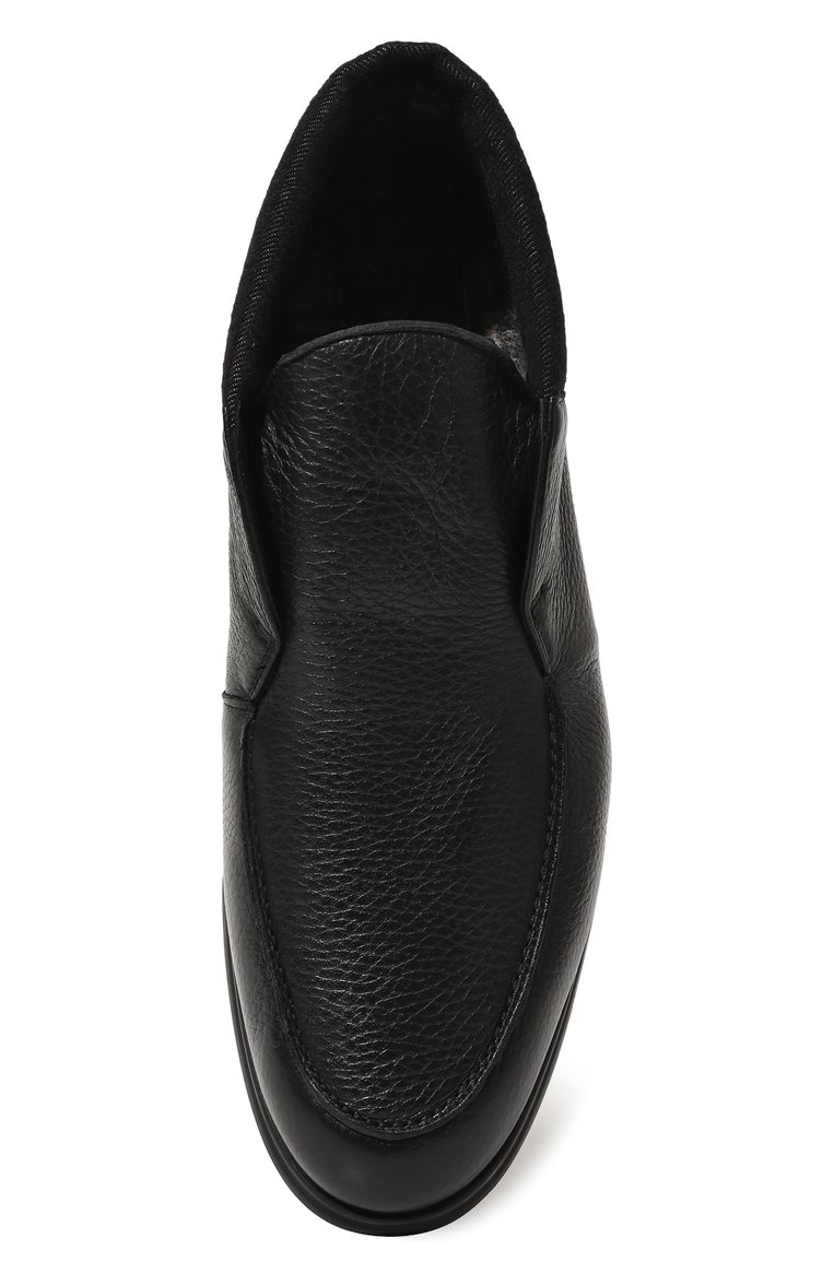 Мужские кожаные ботинки ALDO BRUE черного цвета, арт. AB5385R | Фото 6 (Мужское Кросс-КТ: Ботинки-обувь; Материал сплава: Проставлено; Материал утеплителя: Без утеплителя; Материал внутренний: Текстиль; Подошва: Плоская; Драгоценные камни: Проставлено)