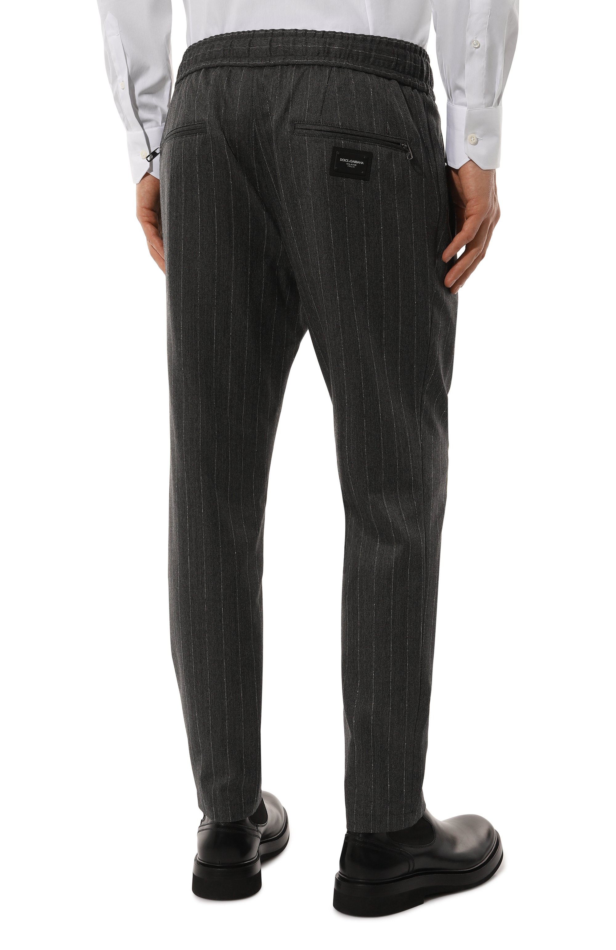 Шерстяные брюки DOLCE & GABBANA темно-серого цвета по цене 78750 руб., арт. GP0I1T/FR21H, фото 4 Шерстяные брюки DOLCE & GABBANA, арт. GP0I1T/FR21H, фото 4