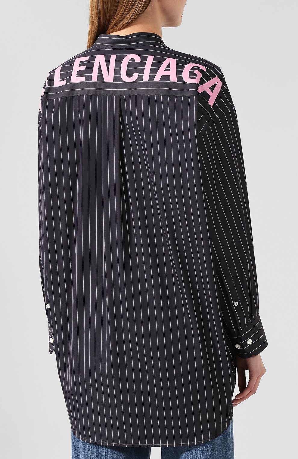 Хлопковая рубашка BALENCIAGA черно-белого цвета по цене 67300 руб., арт. 520497/TGM04, фото 4 Хлопковая рубашка BALENCIAGA, арт. 520497/TGM04, фото 4