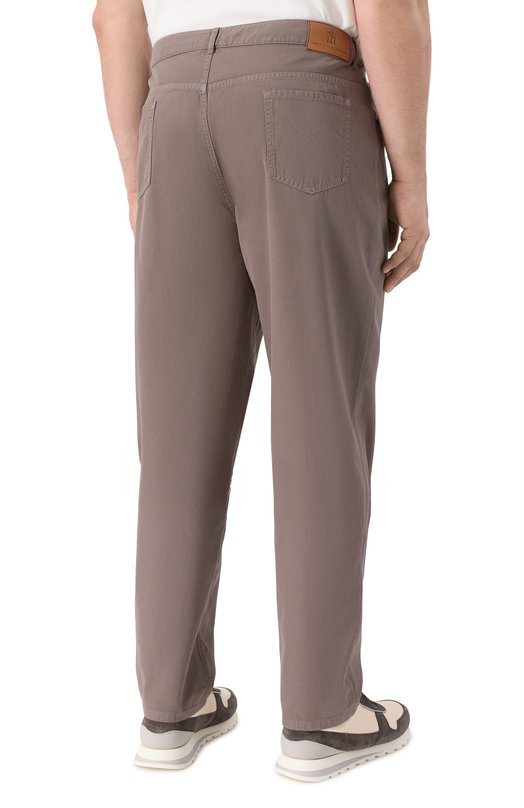 Хлопковые брюки Brunello Cucinelli M252DF1010 Коричневый  M252DF1010 Фото 4