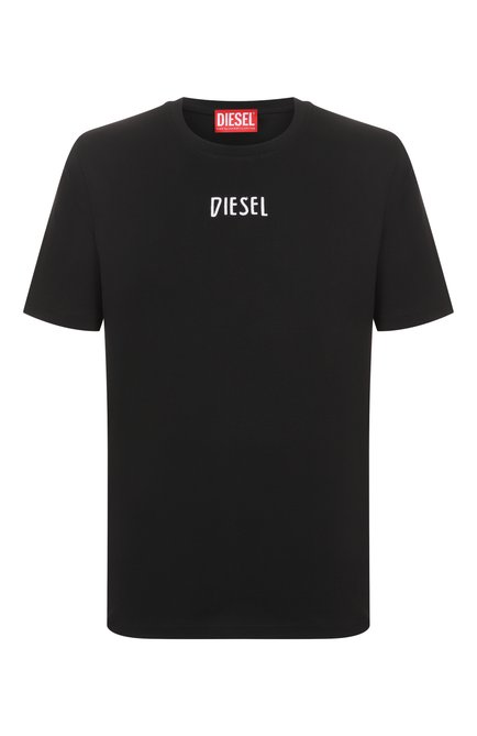 Мужская хлопковая футболка DIESEL черного цвета, арт. A18640/0AIJU | Фото 1 (Материал сплава: Проставлено; Длина (для топов): Стандартные; Драгоценные камни: Проставлено; Материал внешний: Хлопок; Рукава: Короткие)