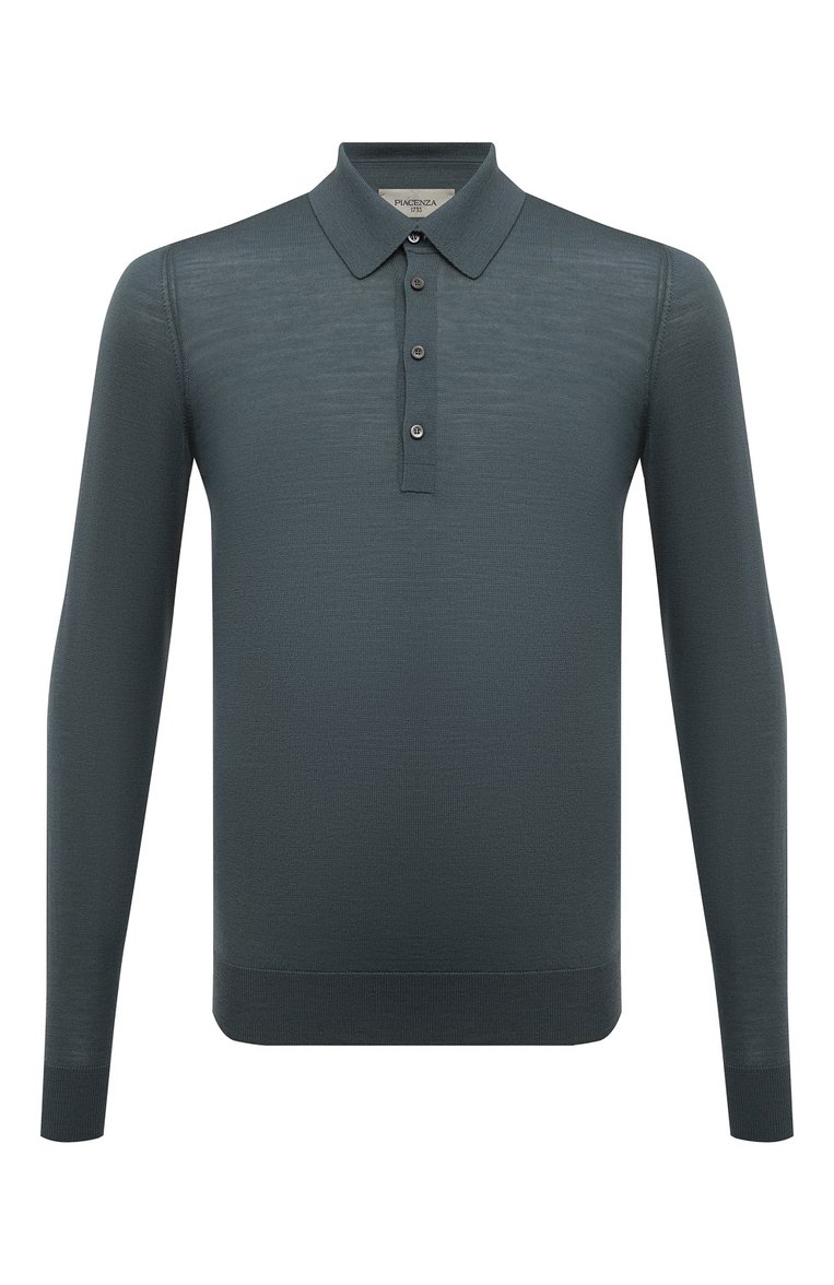 Мужская шерстяное поло PIACENZA CASHMERE 1733 бирюзового цвета, арт. 7032 | Фото 1 (Рукава: Длинные; Материал внешний: Шерсть; Длина (для топов): Стандартные; Стили: Кэжуэл; Кросс-КТ: Трикотаж; Застежка: Пуговицы; Принт: Без принта; Детали: Без декора; Автоматизация состава: Проставлено; Автоматизация ТО: Проставлено)