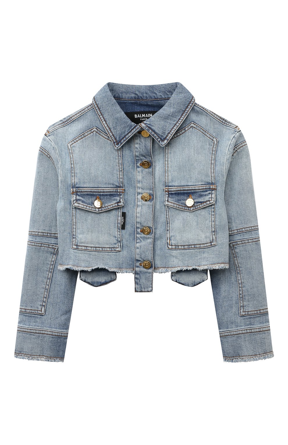 Джинсовая куртка BALMAIN голубого цвета по цене 51850 руб., арт. BS2B67, фото 1 Джинсовая куртка BALMAIN, арт. BS2B67, фото 1