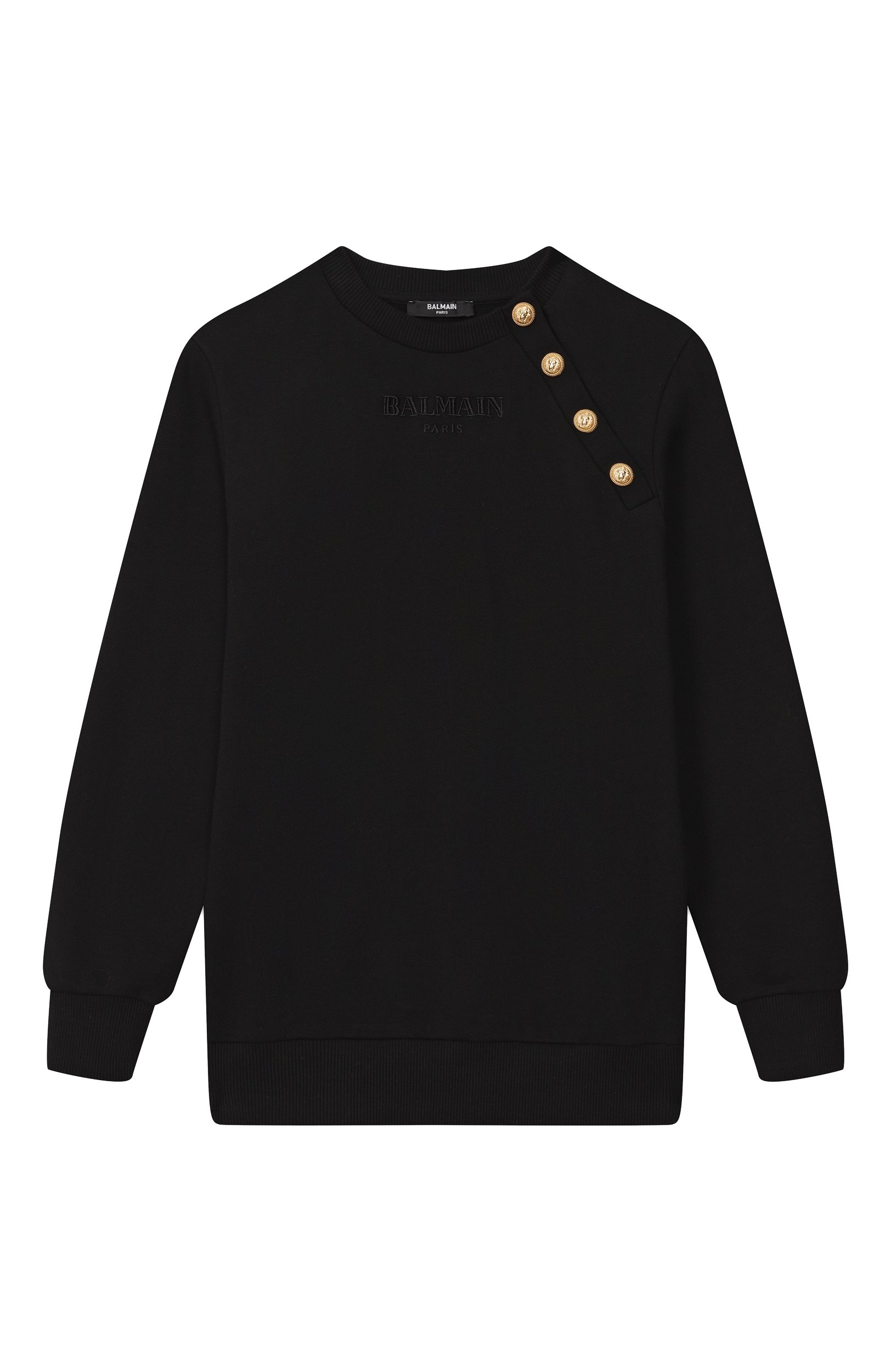 Хлопковый свитшот BALMAIN черного цвета по цене 30950 руб., арт. BZ4I10, фото 1 Хлопковый свитшот BALMAIN, арт. BZ4I10, фото 1
