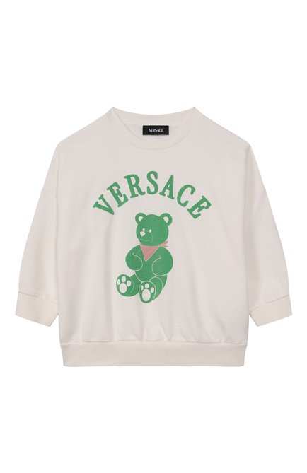 Детский хлопковый свитшот VERSACE молочного цвета, арт. 1018195/1A13048/4A-6A | Фото 1 (Рукава: Длинные; Материал внешний: Хлопок; Драгоценные камни: Проставлено; Материал сплава: Проставлено)