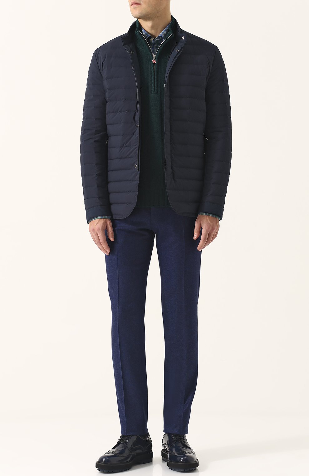 Кашемировый свитер фактурной вязки с воротником на молнии KITON, арт. UK930, фото 2