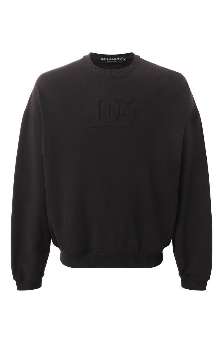 Мужской хлопковый свитшот DOLCE & GABBANA черного цвета, арт. G9BIQZ/G702S | Фото 1 (Длина (для топов): Стандартные; Рукава: Длинные; Принт: Без принта; Мужское Кросс-КТ: свитшот-одежда; Стили: Спорт-шик; Материал внешний: Хлопок)