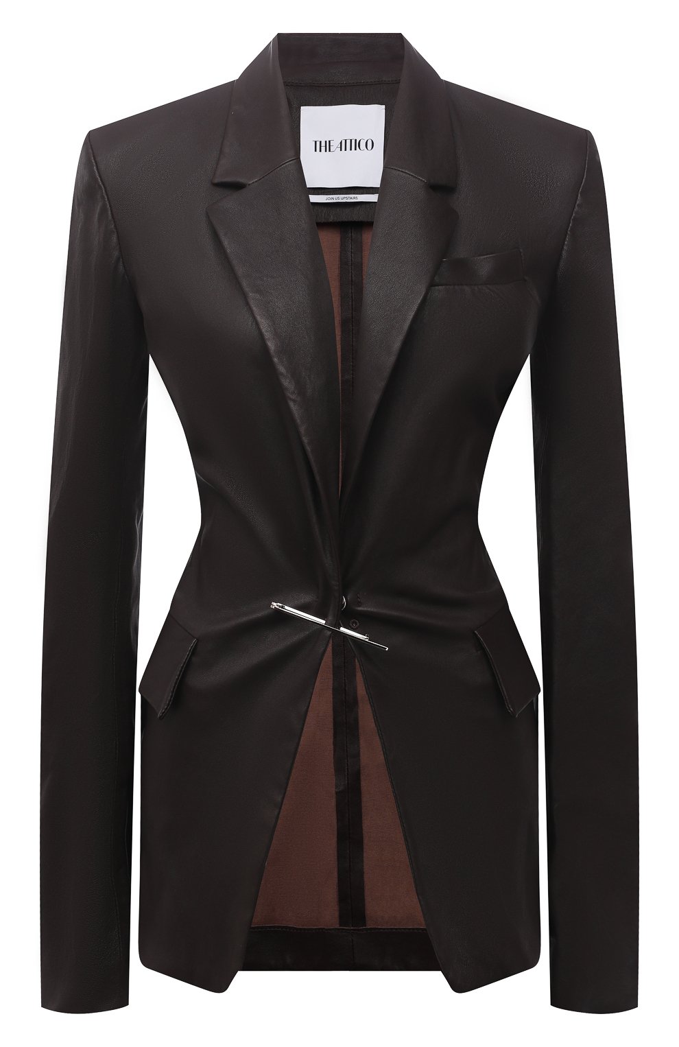 Кожаный жакет THE ATTICO темно-коричневого цвета по цене 271500 руб., арт. 213WCG22/L035, фото 1 Кожаный жакет THE ATTICO, арт. 213WCG22/L035, фото 1