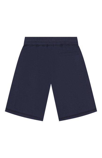 Детские хлопковые шорты DOLCE & GABBANA темно-синего цвета, арт. L4JQT1/G706H/8-14 | Фото 2 (Нос: Не проставлено; Материал сплава: Проставлено; Материал внешний: Хлопок)