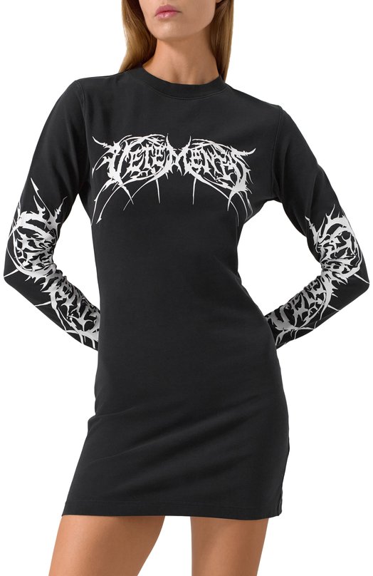 Хлопковое платье VETEMENTS WA66DR630BW Чёрный  WA66DR630BW Фото 3