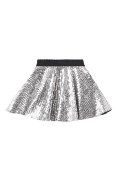 Детская юбка DOLCE & GABBANA серебряного цвета, арт. L55I44/FLSIW/2-6 | Фото 2 (Материал сплава: Проставлено; Нос: Не проставлено; Случай: Вечерний; Материал внешний: Синтетический материал; Ростовка одежда: 4 года | 104 см, 6 лет | 116 см, 5 лет | 110 см)