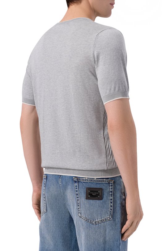 Джемпер из хлопка и шелка Andrea Campagna SU26ST200-00/FST262 Серый  SU26ST200-00/FST262 Фото 4