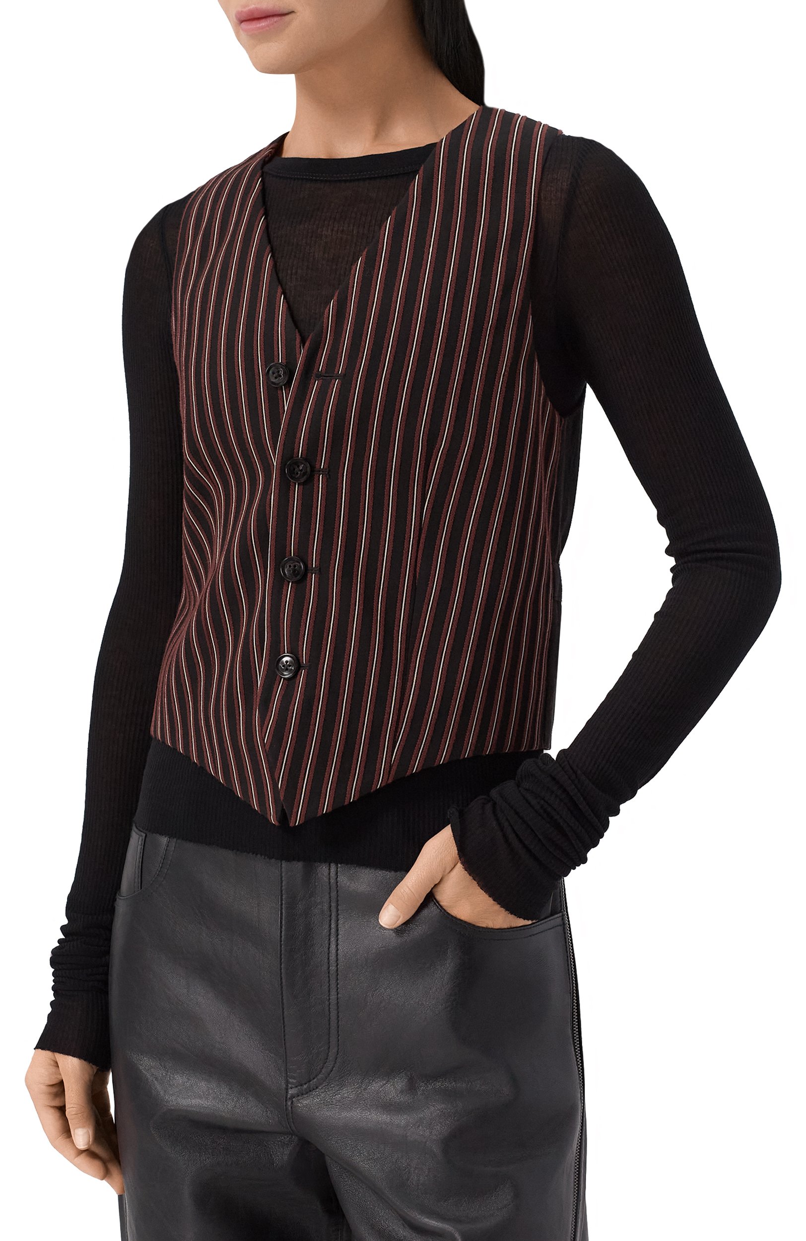 Жилет из вискозы и хлопка ANN DEMEULEMEESTER коричневого цвета по цене 107500 руб., арт. B0013555/FA748, фото 3 Жилет из вискозы и хлопка ANN DEMEULEMEESTER, арт. B0013555/FA748, фото 3