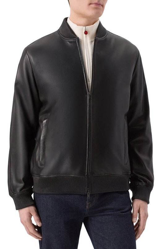 Кожаный бомбер MVST 54202 Чёрный  54202 Фото 3