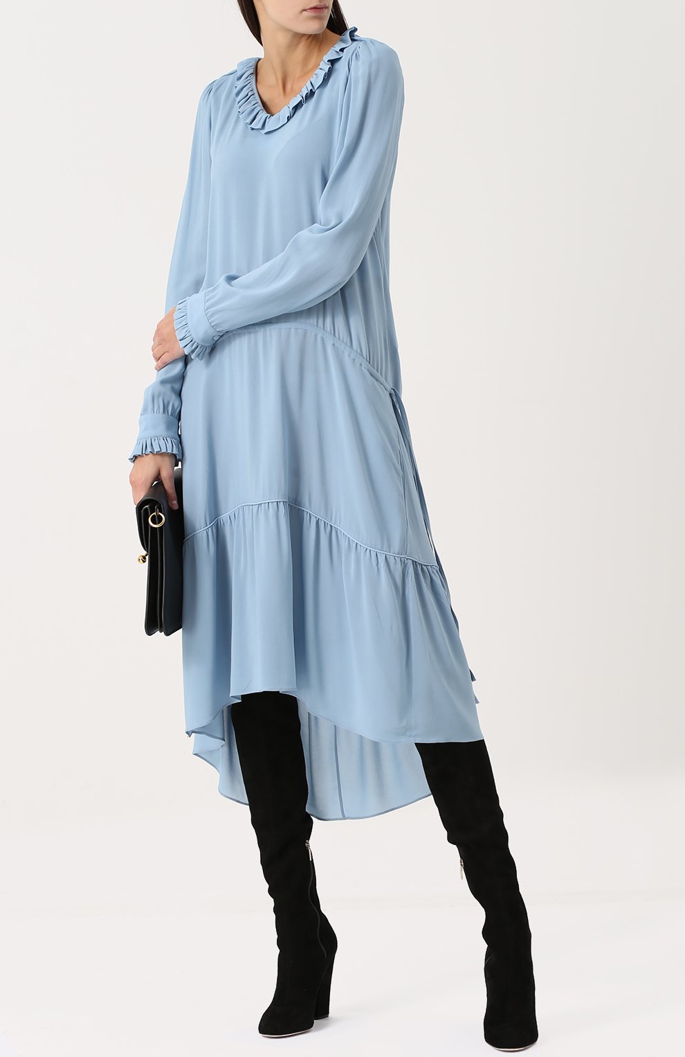 Замшевые ботфорты на устойчивом каблуке SERGIO ROSSI, арт. A75291-MAF714, фото 2