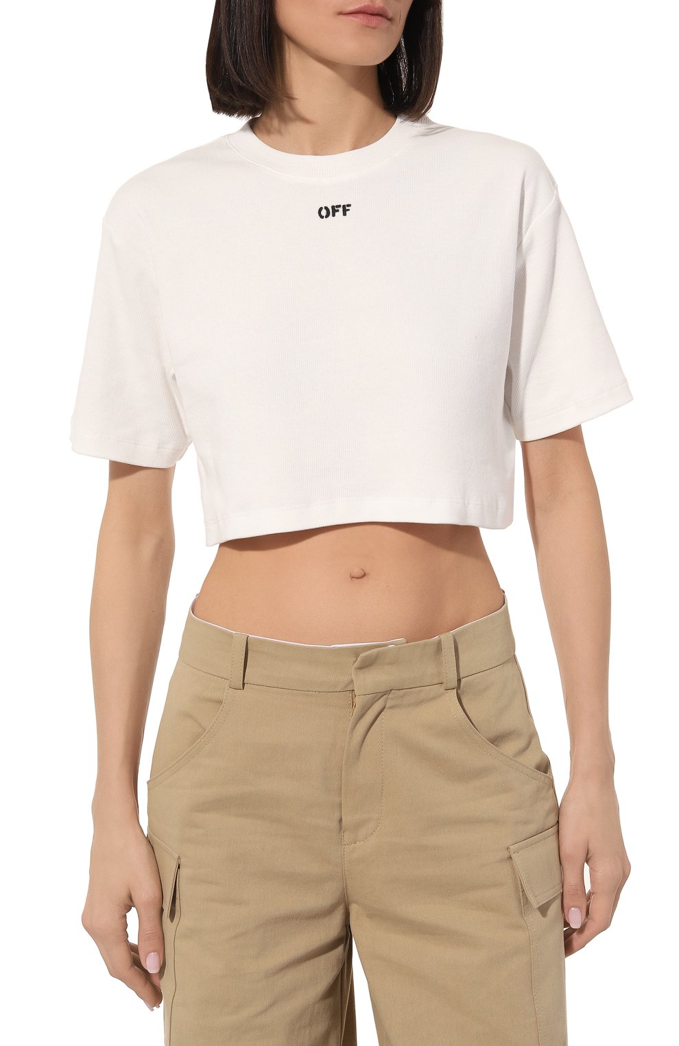 Хлопковая футболка OFF-WHITE белого цвета по цене 28800 руб., арт. OWAA081C99JER0010110, фото 3 Хлопковая футболка OFF-WHITE, арт. OWAA081C99JER0010110, фото 3