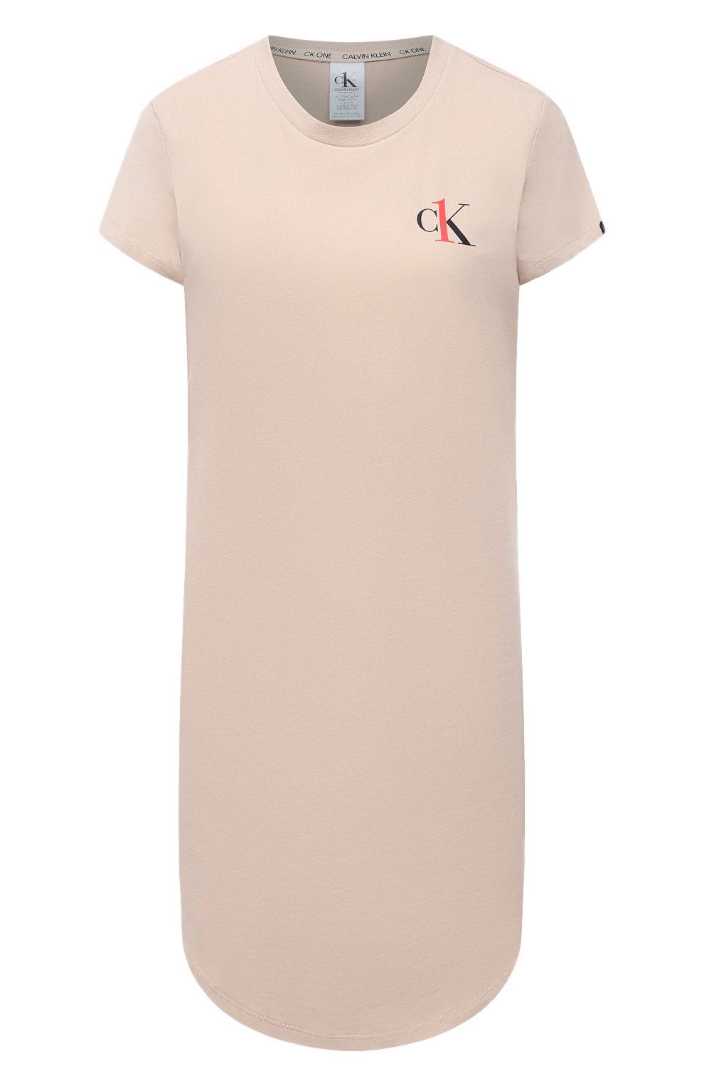 Хлопковая сорочка CALVIN KLEIN бежевого цвета по цене 5810 руб., арт. QS6358E, фото 1 Хлопковая сорочка CALVIN KLEIN, арт. QS6358E, фото 1