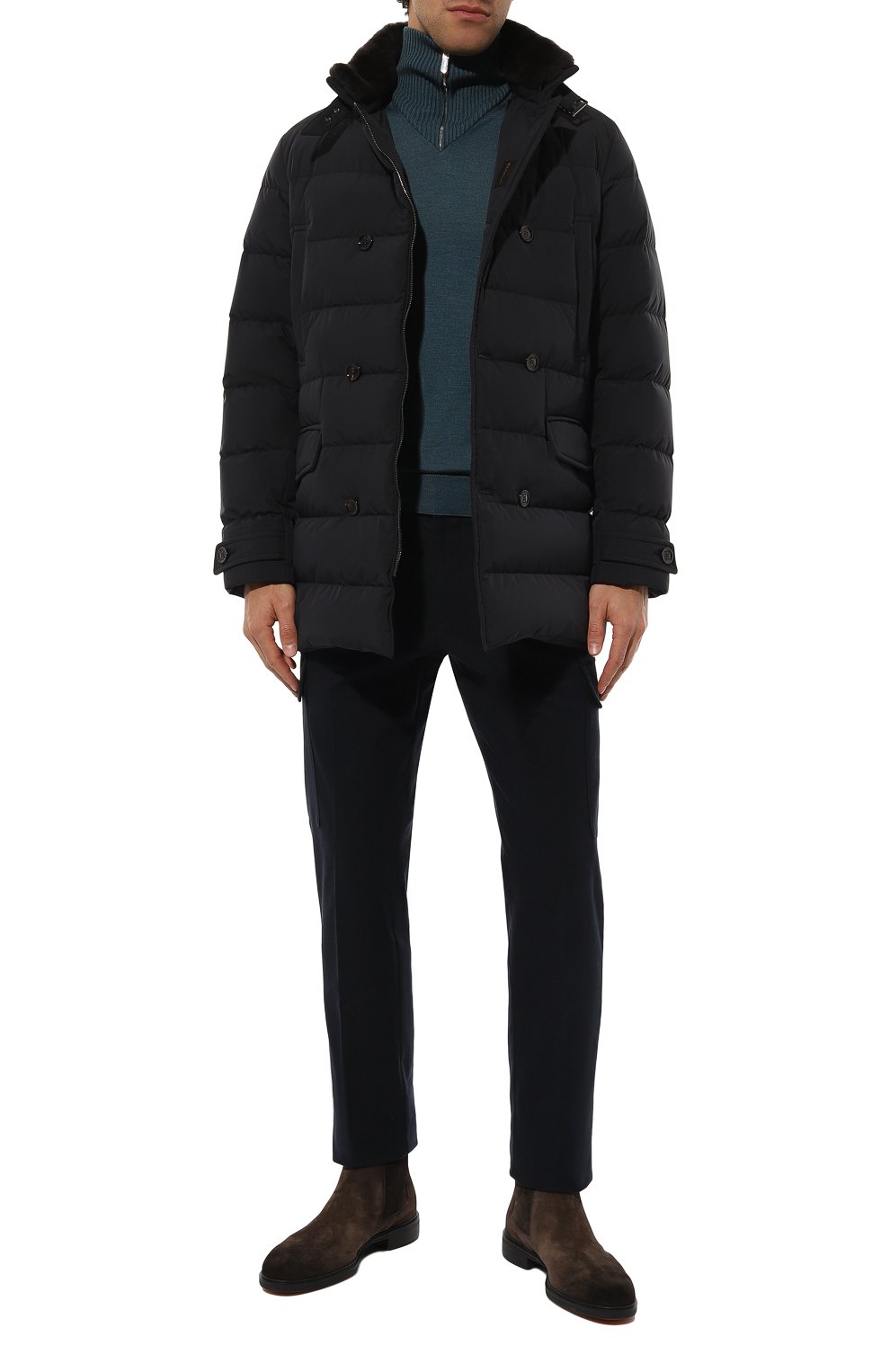 Пуховик zarbo-stp с отделкой из овчины MOORER синего цвета по цене 199500 руб., арт. ZARB0/STP, фото 2 Пуховик zarbo-stp с отделкой из овчины MOORER, арт. ZARB0/STP, фото 2