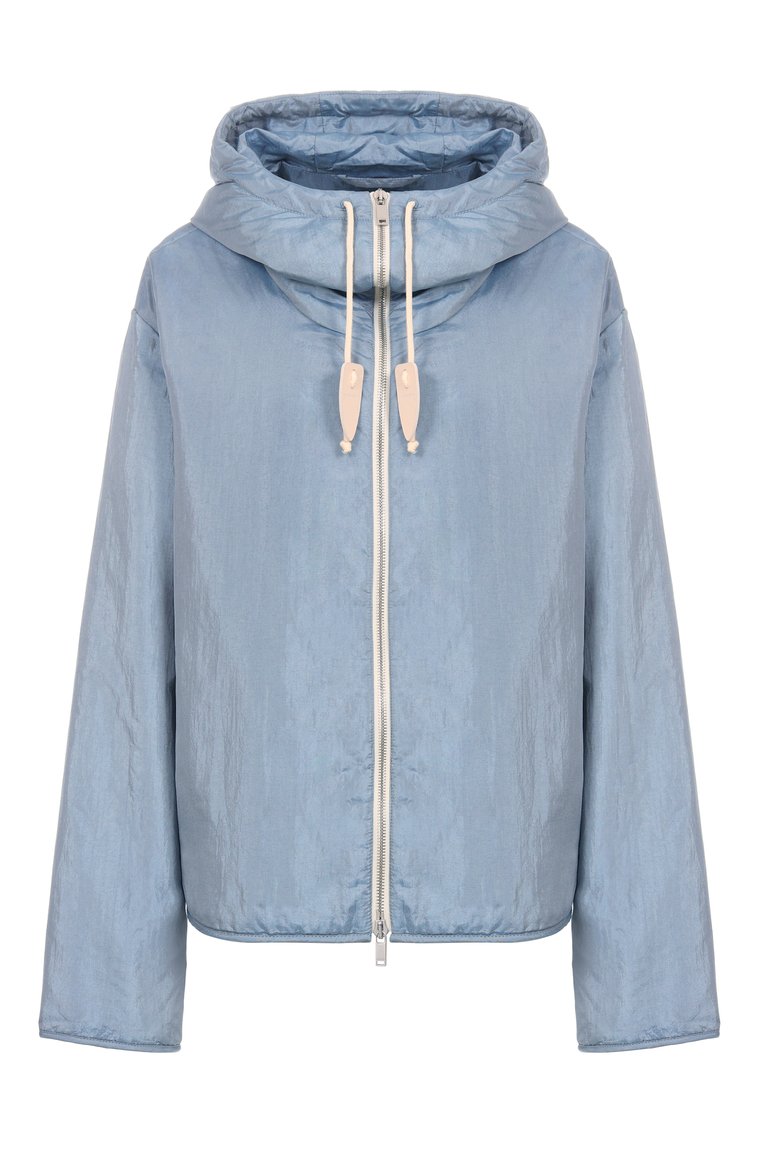 Женская ветровка JIL SANDER голубого цвета, арт. J40SW0006-J70003 | Фото 1 (Материал внешний: Шелк, Синтетический материал; Рукава: Длинные; Материал подклада: Синтетический материал; Длина (верхняя одежда): Короткие; Кросс-КТ: Куртка, Ветровки; Стили: Кэжуэл; Автоматизация ТО: Проставлено; Автоматизация состава: Проставлено)