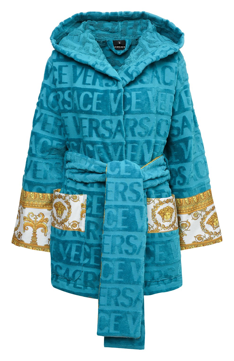 Хлопковый халат VERSACE голубого цвета по цене 74950 руб., арт. ZACJ00019/ZC0SP052, фото 1 Хлопковый халат VERSACE, арт. ZACJ00019/ZC0SP052, фото 1