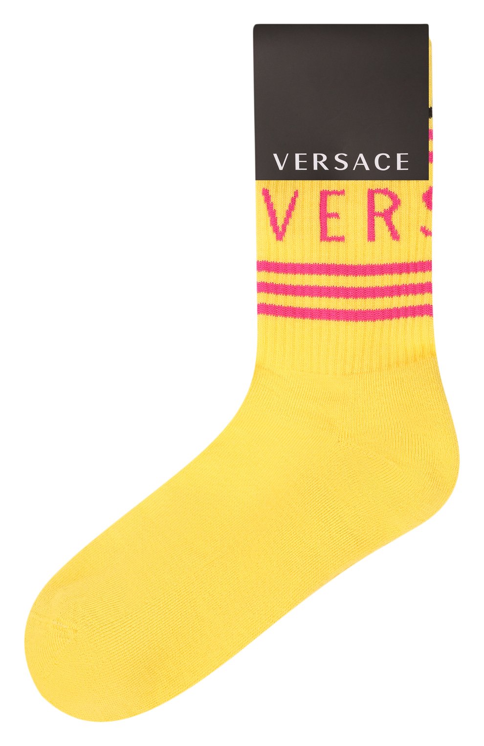 Хлопковые носки VERSACE желтого цвета по цене 9950 руб., арт. 1001541/1A01194, фото 1 Хлопковые носки VERSACE, арт. 1001541/1A01194, фото 1