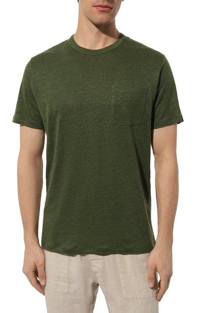 Льняная футболка MC2 SAINT BARTH темно-зеленого цвета по цене 12650 руб., арт. STBM ECSTASEA/ECS0001/02925B, фото 3 Льняная футболка MC2 SAINT BARTH, арт. STBM ECSTASEA/ECS0001/02925B, фото 3