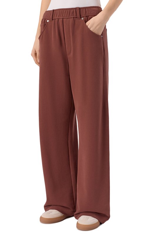 Хлопковые брюки Brunello Cucinelli MN05NHF499 Коричневый  MN05NHF499 Фото 3