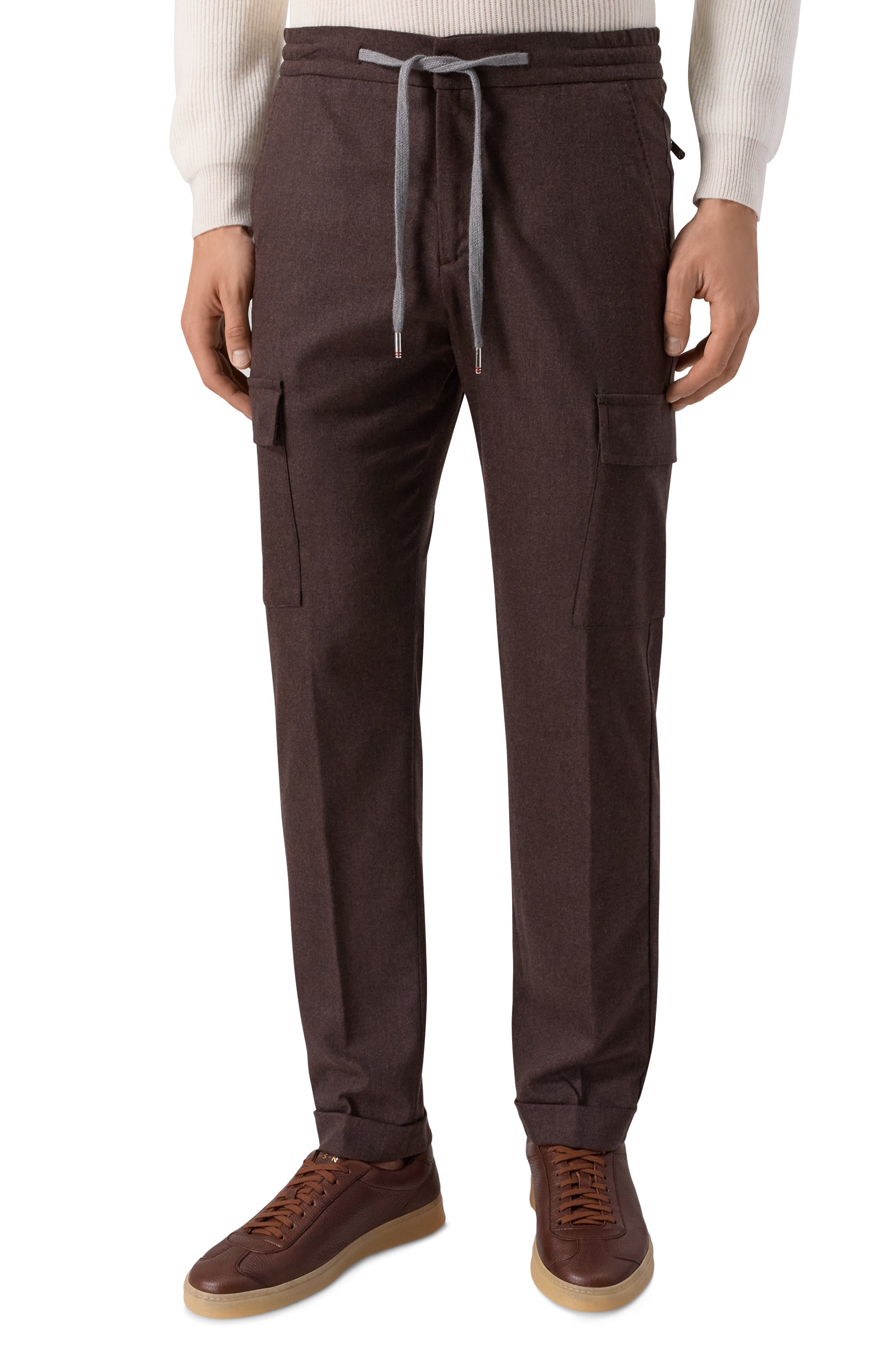 Брюки-карго из шерсти и кашемира MARCO PESCAROLO темно-коричневого цвета по цене 76900 руб., арт. T0R/5229, фото 3 Брюки-карго из шерсти и кашемира MARCO PESCAROLO, арт. T0R/5229, фото 3