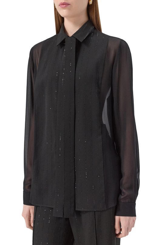 Блузка из вискозы и шерсти Elie Saab SH082NP25/CD019 Чёрный  SH082NP25/CD019 Фото 3