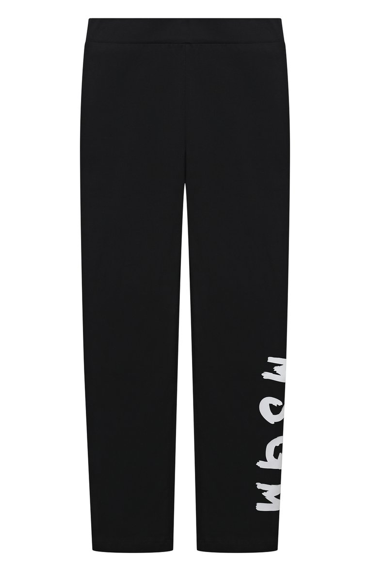 Детские хлопковый брюки MSGM KIDS черного цвета, арт. S4MSJGLG029 | Фото 1 (Материал внешний: Хлопок; Нос: Не проставлено; Материал сплава: Проставлено; Случай: Повседневный)