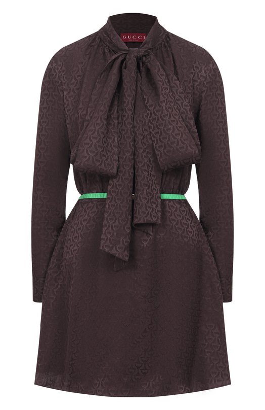 Шелковое платье Gucci 855769/ZAUDP Коричневый 855769/ZAUDP