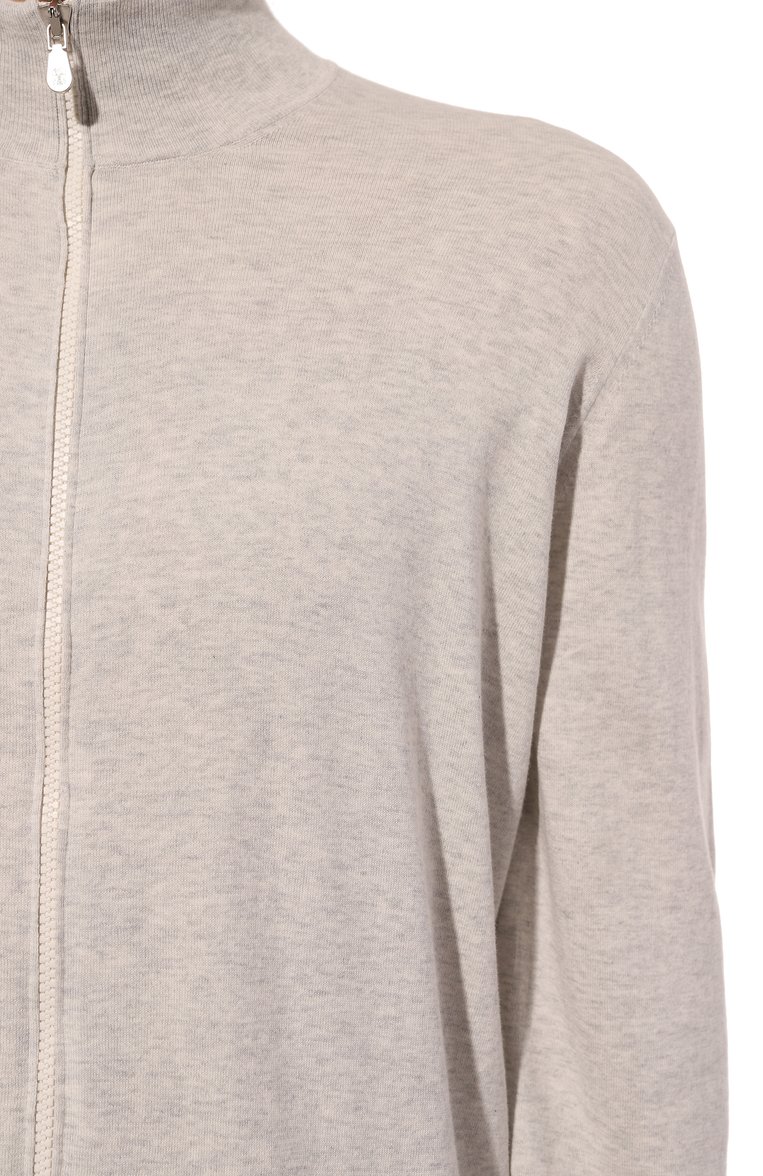 Мужской хлопковый кардиган BRUNELLO CUCINELLI светло-серого цвета, арт. M2900B2280 | Фото 5 (Рукава: Длинные; Материал сплава: Проставлено; Длина (для топов): Стандартные; Материал внешний: Хлопок; Драгоценные камни: Проставлено; Мужское Кросс-КТ: Кардиган-одежда; Стили: Кэжуэл)