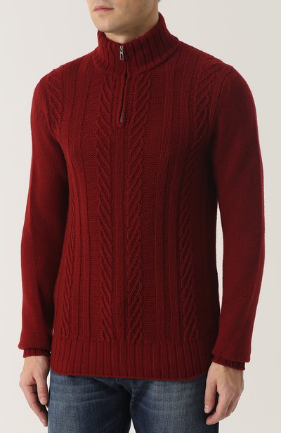 Кашемировый свитер фактурной вязки с воротником на молнии LORO PIANA, арт. FAG4442, фото 3