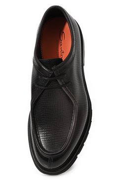 Мужские кожаные дерби SANTONI черного цвета, арт. MCCG17743MM7HTU6N50 | Фото 4 (Материал внутренний: Натуральная кожа; Материал сплава: Проставлено; Нос: Не проставлено; Стили: Классический)