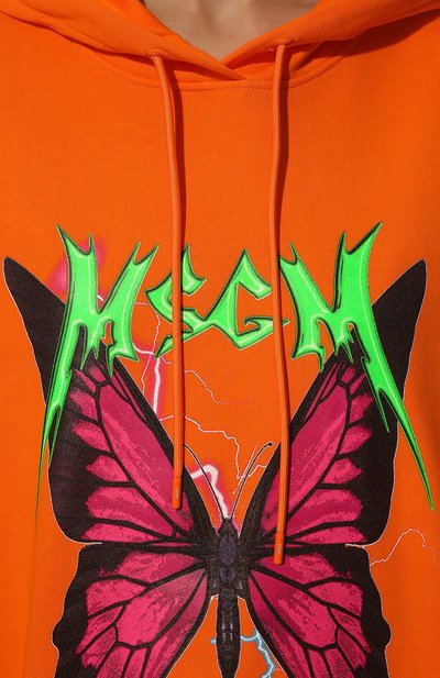 Хлопковое худи MSGM оранжевого цвета по цене 28200 руб., арт. 3341MDM160 227799, фото 5 Хлопковое худи MSGM, арт. 3341MDM160 227799, фото 5