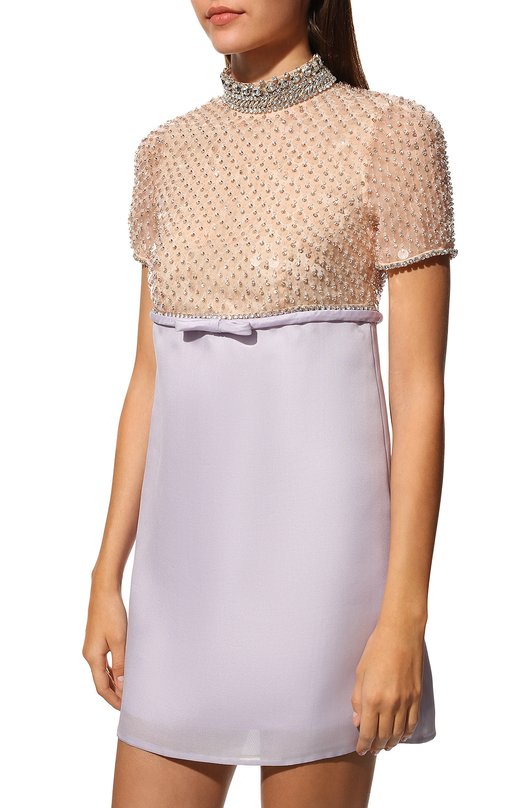 Шелковое платье Miu Miu MF4568-10YA-F0230 Сиреневый  MF4568-10YA-F0230 Фото 3